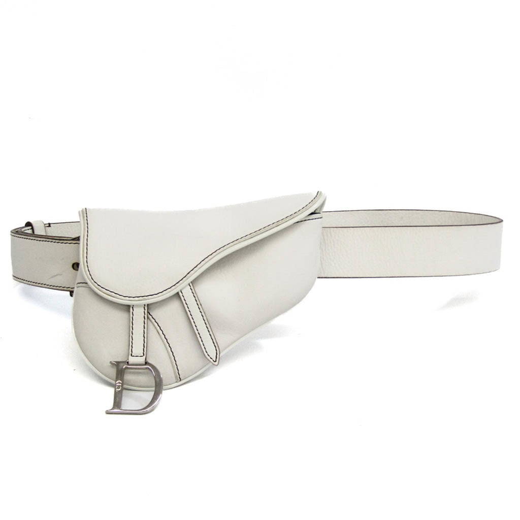 CHRISTIAN DIOR Saddle Bag Women's Leather Fanny Pack White