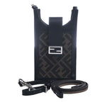 FENDI Canvas Leather FF Motif Smartphone Bag Shoulder 7AR944 Black Ladies