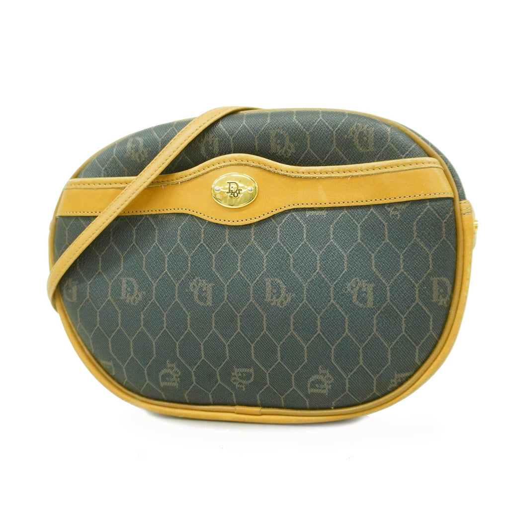 CHRISTIAN DIOR  Honeycomb Women's PVC,Leather Shoulder Bag Black,Brown