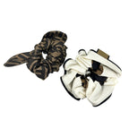 FENDI Scrunchie Brown Silk Rubber Hair Band 2 Piece Set FXT268 Tie New Current Ladies Accessories