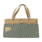 Christian Dior Trotter Handbag BM 0061 Canvas Calf Leather Green Light Brown Series Silver Hardware Denim Design Tote Bag