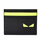 Fendi Card Case Business Holder FENDI Leather I SEE YOU Black Fluo Yellow 7M0164
