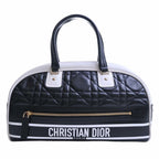 CHRISTIAN DIOR DIOR VIBE macro cannage leather medium bag handbag black white ladies
