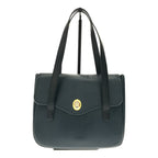 CHRISTIAN DIOR Handbag Leather Navy Gold Hardware CD Logo Oval Plate Women's