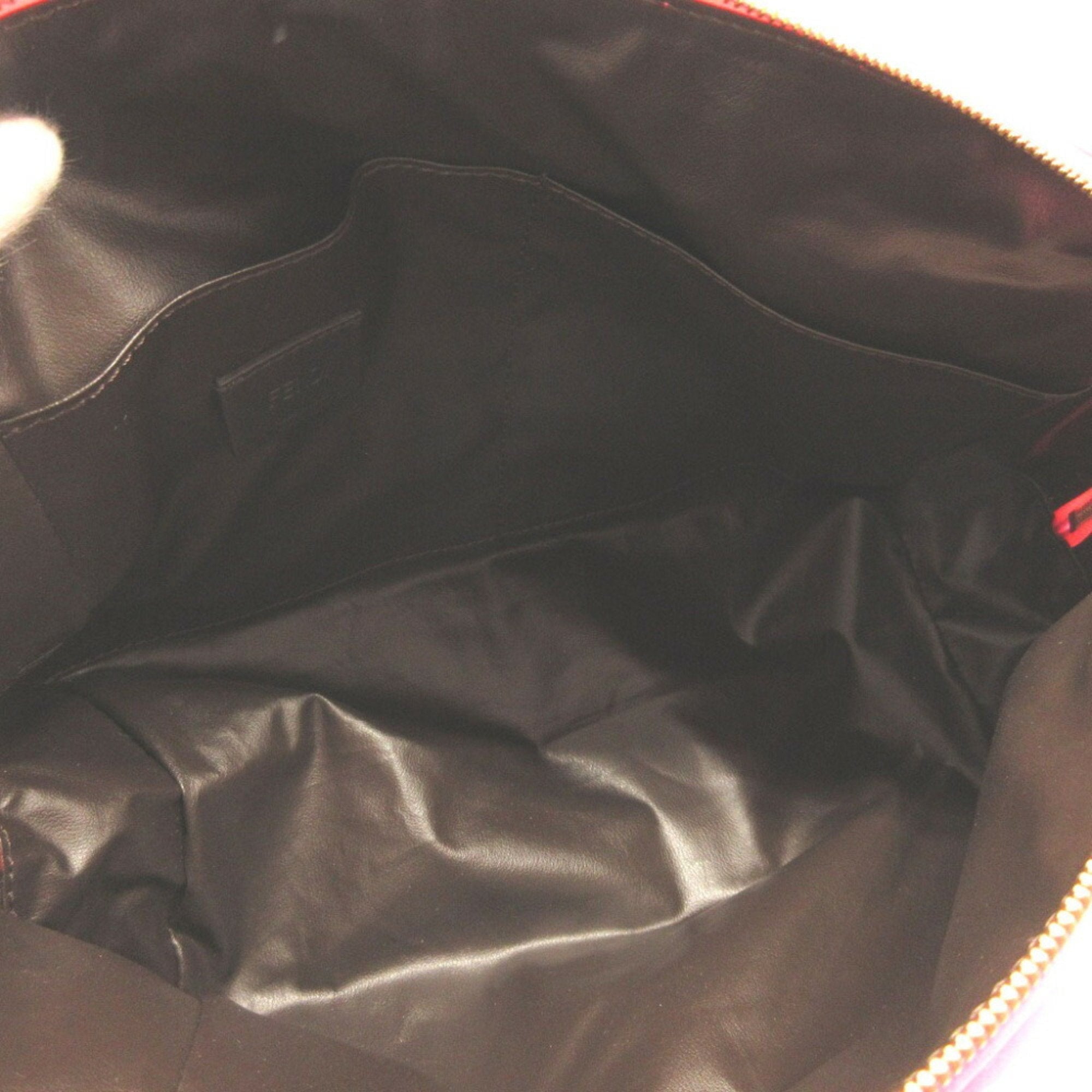 FENDI Zucca FF Embossed 8N0171 Polyamide Pink Pouch Bag