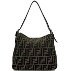 Fendi Handbag Mamma Bag Brown Khaki Silver Zucca Canvas Leather FENDI Bucket Flap FF Mini Ladies