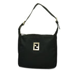 FENDIAuth  FF Logo Women's Nylon Shoulder Bag Black