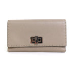 FENDI Bifold Long Wallet Selleria Leather Greige Silver Women's
