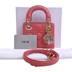CHRISTIAN DIOR Lady Cannage Leather Micro Handbag S0856ONGE Pink Ladies