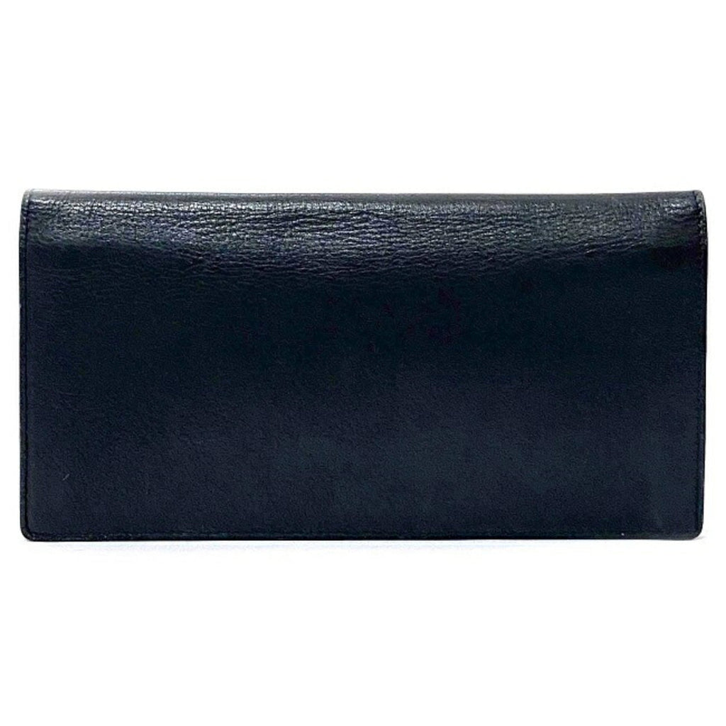 Christian Dior Folio Long Wallet Navy Leather Women's Dark Blue