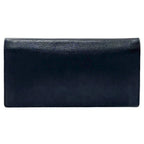 Christian Dior Folio Long Wallet Navy Leather Women's Dark Blue
