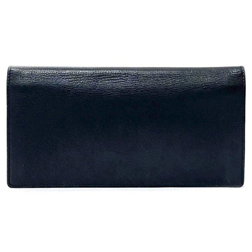 Christian Dior Folio Long Wallet Navy Leather Women's Dark Blue