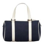 FENDI handbag navy white canvas leather ladies