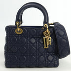CHRISTIAN DIOR Lady Medium Canage Handbag Lambskin Women's