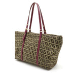 FENDI Zucchino Zucca pattern handbag tote bag canvas leather khaki beige purple 8BH214