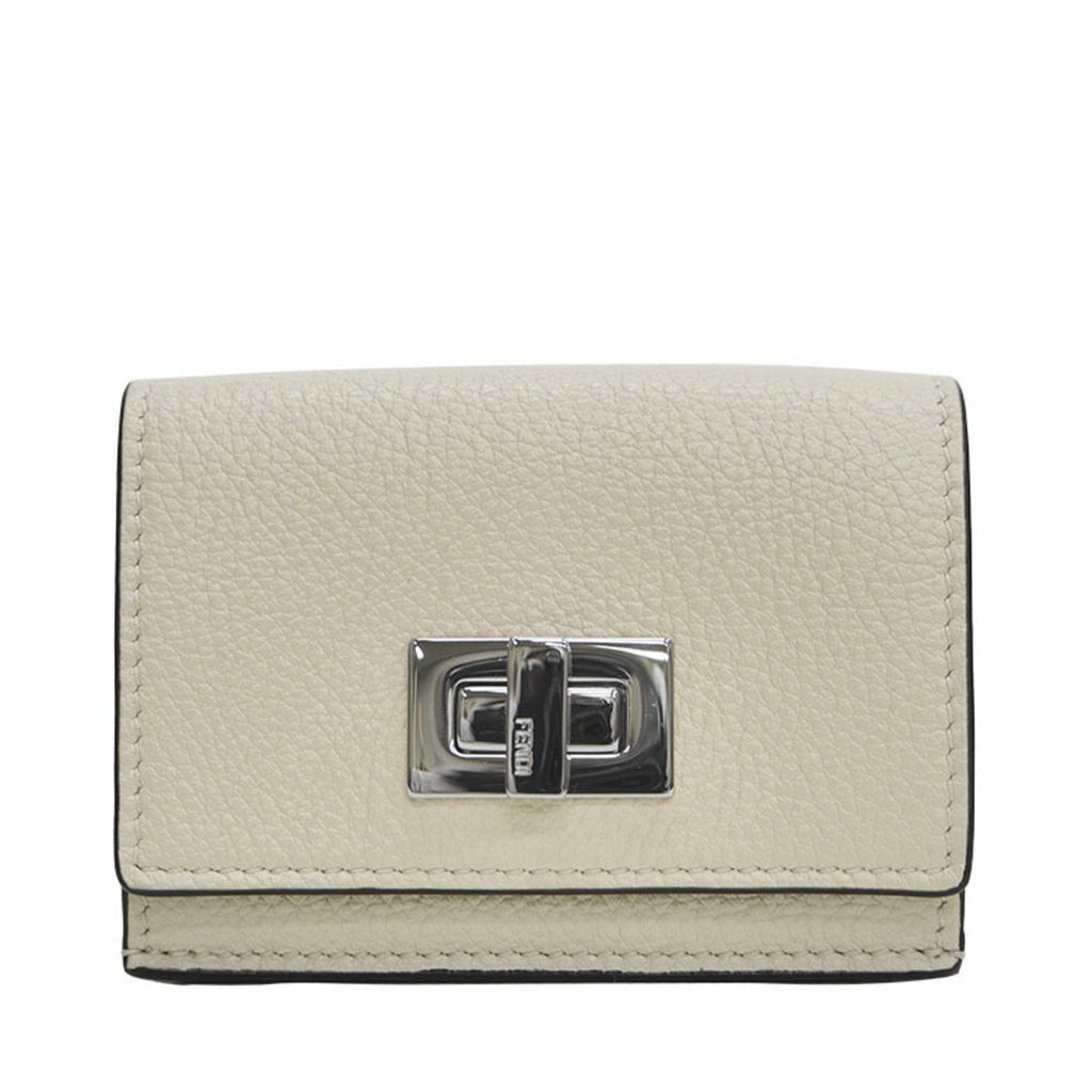 FENDI Micro Trifold Tri-Fold Wallet Ivory 8M0426 Peek-A-Boo
