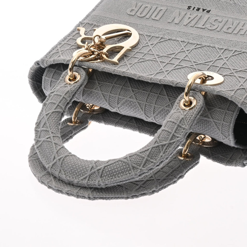 CHRISTIAN DIOR LADY D-LITE Medium Gray Ladies Canage Embroidered Handbag