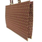 FENDI Zucca Tote Bag Red x Beige Canvas Leather Briefcase Women's