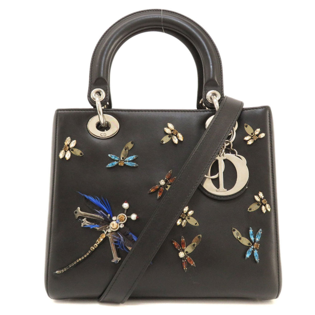 CHRISTIAN DIOR Lady Dragonfly Motif Handbag Calf Women's
