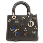 CHRISTIAN DIOR Lady Dragonfly Motif Handbag Calf Women's