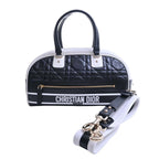 CHRISTIAN DIOR DIOR VIBE macro cannage leather medium bag handbag black white ladies
