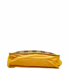 FENDI Pecan Handbag Tote Bag 8BH252 Brown Black Yellow Canvas Leather Women's