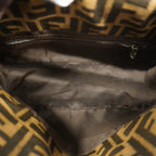 FENDIAuth  Zucca Shoulder Bag Women's Nylon Canvas Handbag Brown