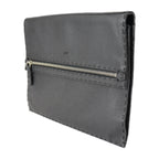 FENDI Selleria Clutch Bag 7VA376 Roman Leather Black Silver Hardware Wristlet Second Pouch