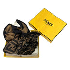 FENDI Scrunchie Brown Silk Rubber Hair Band 2 Piece Set FXT268 Tie New Current Ladies Accessories