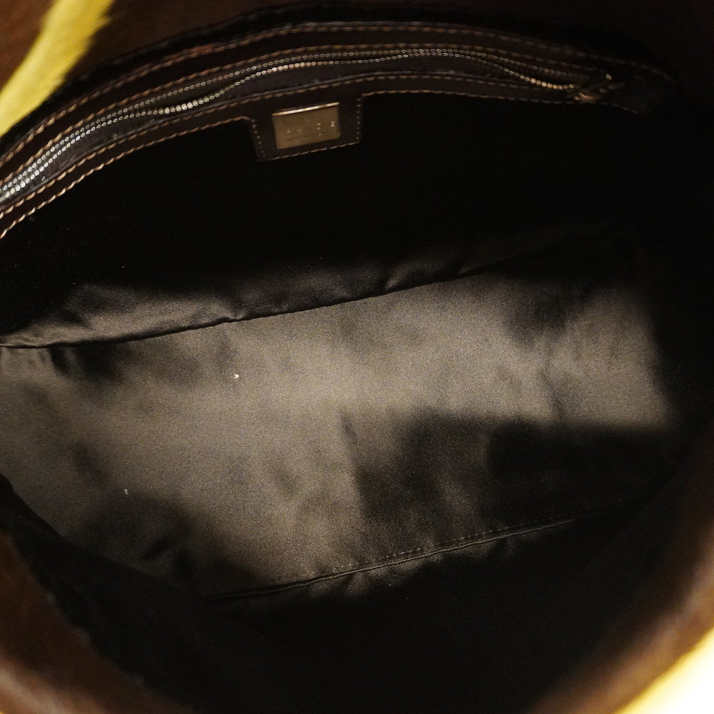 FENDIAuth  Mamma Bucket Harako Women's Leather Handbag Brown,Yellow