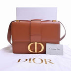 CHRISTIAN DIOR Leather Montaigne Shoulder Bag M9203UMOS Brown Women's