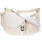 Christian Dior Dior Saddle Soft Bag Roller ster Leather Canvas White Shoulder