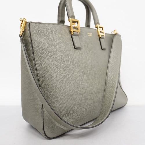 FENDIAuth  Selleria 2way Bag Peekaboo Women's Leather Handbag,Shoulder Bag Gray