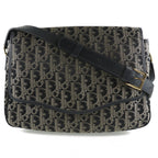 Christian Dior Trotter Nylon Canvas x Leather Black Women's Shoulder Bag