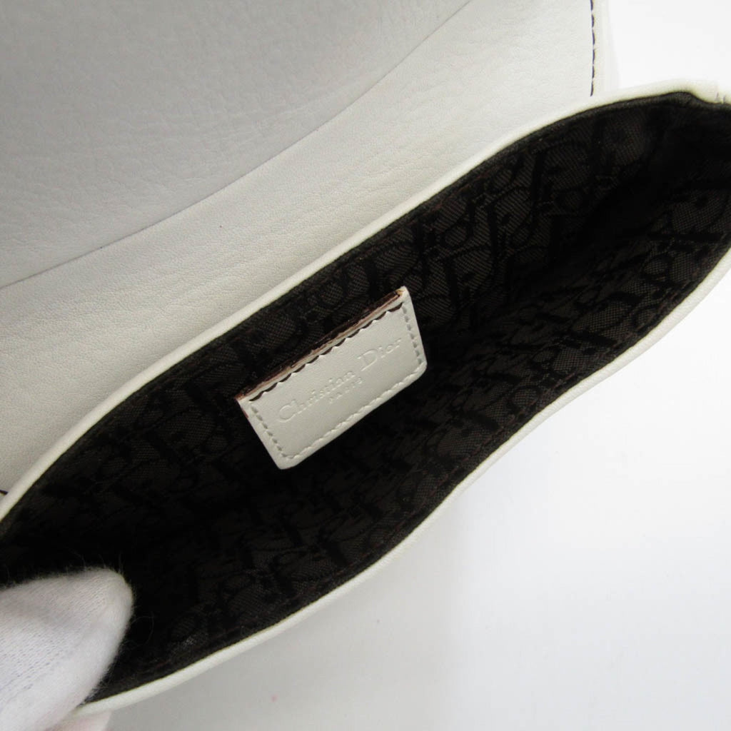 CHRISTIAN DIOR Saddle Bag Women's Leather Fanny Pack White