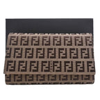 FENDI Canvas Zucchino Trifold Wallet 8M0011 Beige Ladies