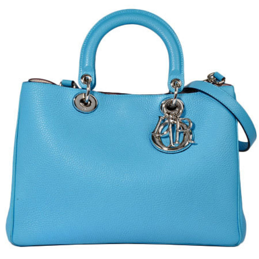 Christian Dior Diorissimo Strap Attached 2Way Handbag Blue Leather