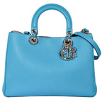 Christian Dior Diorissimo Strap Attached 2Way Handbag Blue Leather