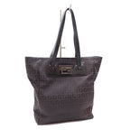 FENDI Tote Bag Zucchino Women's Black Brown Canvas Leather 8BH174 Hand