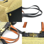 FENDI Handbag Shoulder Bag Peekaboo X Tote Raffia/Leather Beige/Black Gold Ladies