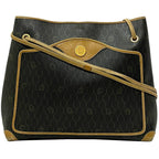 Christian Dior Tote Bag Black Brown Honeycomb Shoulder PVC Leather Ladies
