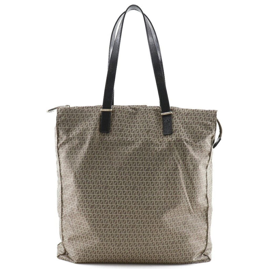 FENDI Micro Zucchini Tote Bag Nylon x Calf Brown Women's