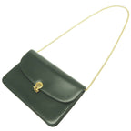 Christian Dior 2way chain CD metal fittings leather green shoulder bag clutch