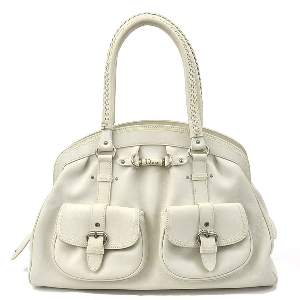 CHRISTIAN DIOR handbag leather ivory ladies