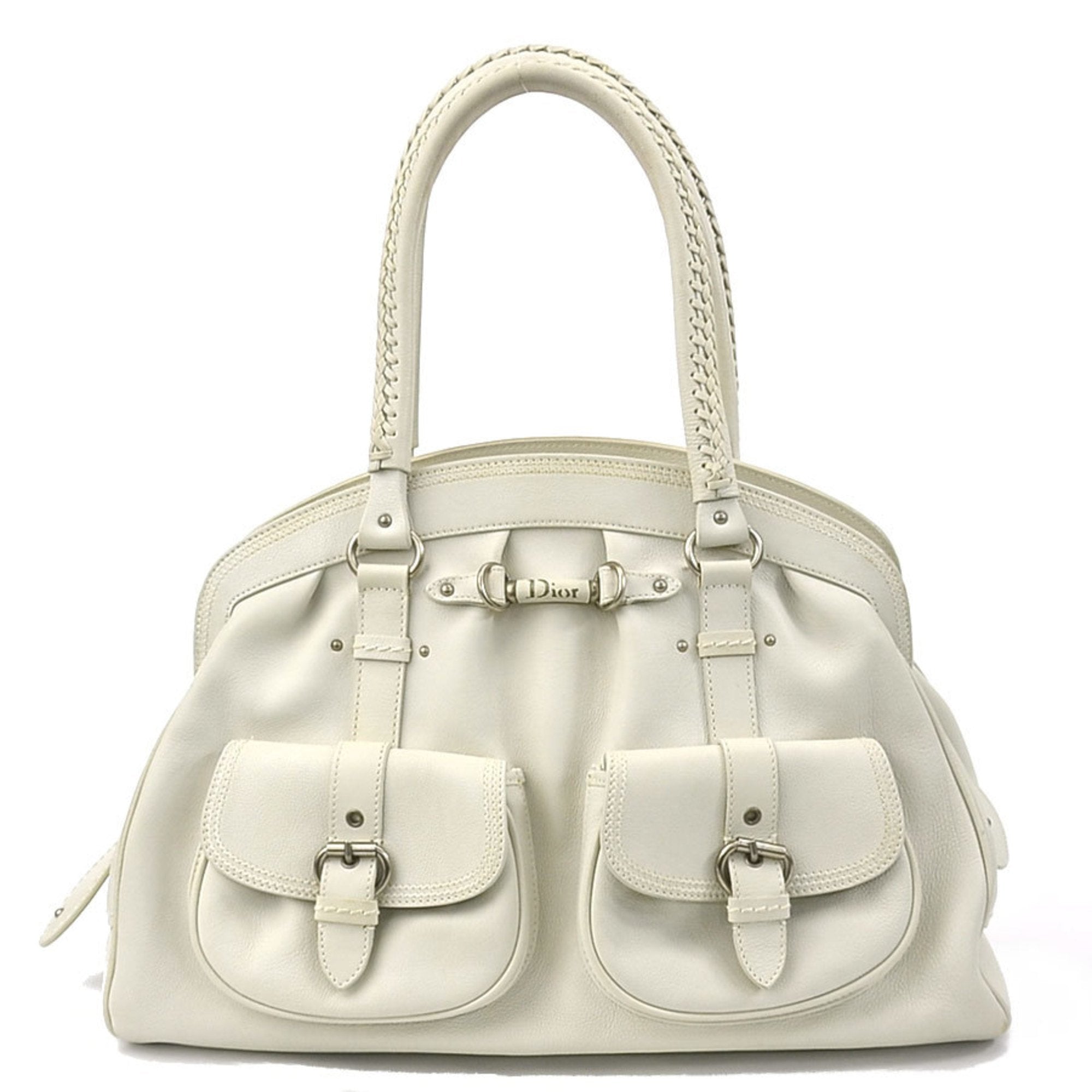 CHRISTIAN DIOR handbag leather ivory ladies