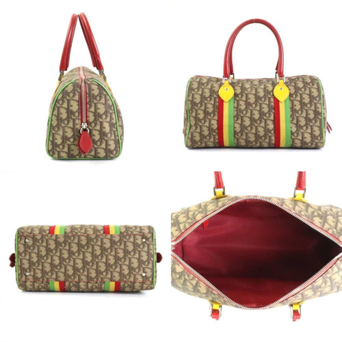 CHRISTIAN DIOR Handbag Trotter ted Canvas Brown x Multicolor Women's