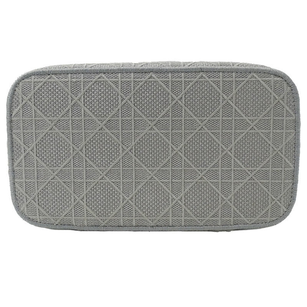CHRISTIAN DIOR Bag Women's Canvas Vanity Handbag Gray Canage Embroidered Makeup Storage