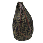 FENDI Zucca pattern bag brown khaki leather storage foldable nylon women's men's unisex