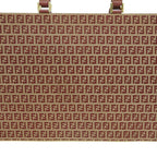 FENDI Zucca Tote Bag Red x Beige Canvas Leather Briefcase Women's