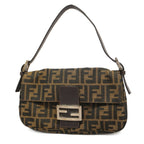 FENDIAuth  Zucca Mamma Bucket Women's Nylon Canvas Handbag Brown